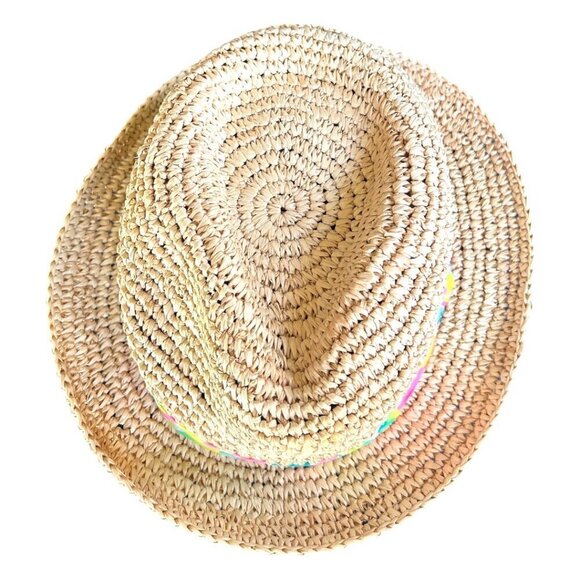 Lilly Pulitzer Poolside Fedora Hat Packable Raffia Straw Preppy Breathable - Picture 6 of 12